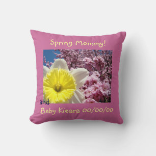 Spring Mummy! pillow Baby Name Birth Date Blossoms