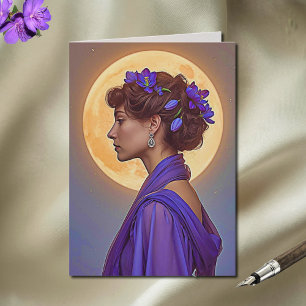 Spring Muse  in purple Folded Greeting Card