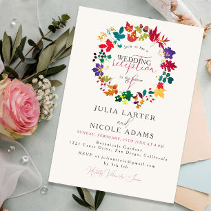 Spring Mustard Purple Meadow Wedding Reception Invitation