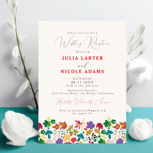 Spring Mustard Purple Meadow Wedding Reception Invitation