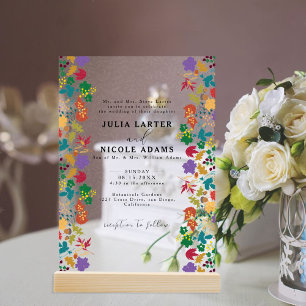 Spring Mustard Yellow Purple Meadow Flower Wedding Acrylic Invitations