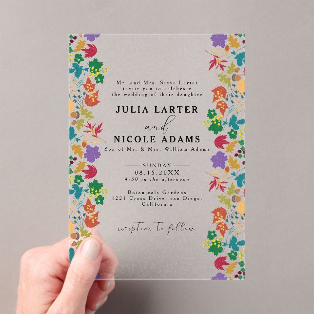 Spring Mustard Yellow Purple Meadow Flower Wedding Acrylic Invitations (Insitu (Handheld))