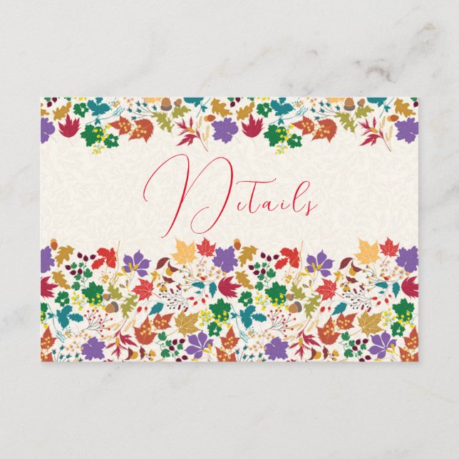 Spring Mustard Yellow Purple Meadow Flower Wedding Enclosure Card (Back)