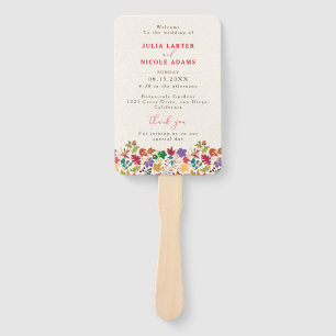 Spring Mustard Yellow Purple Meadow Flower Wedding Hand Fan