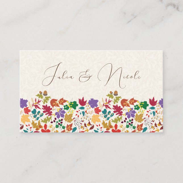 Spring Mustard Yellow Purple Meadow Flower Wedding Place Card (Front)