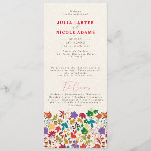 Spring Mustard Yellow Purple Meadow Flower Wedding Programme