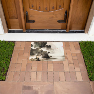 Spring Mystic Fox Misty Mountain Minimalist Zen Doormat