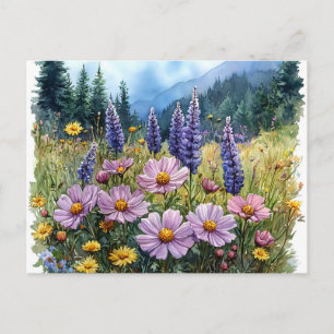 Spring Nature Blossom Postcard Watercolor