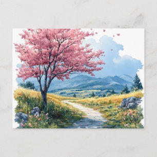 Spring Nature Blossom Postcard Watercolor