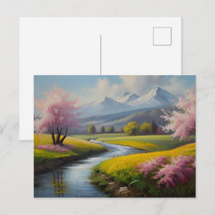 Spring nature landscape postcard
