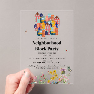 Spring Neighborhood BBQ Block Party Acrylic Invitations
