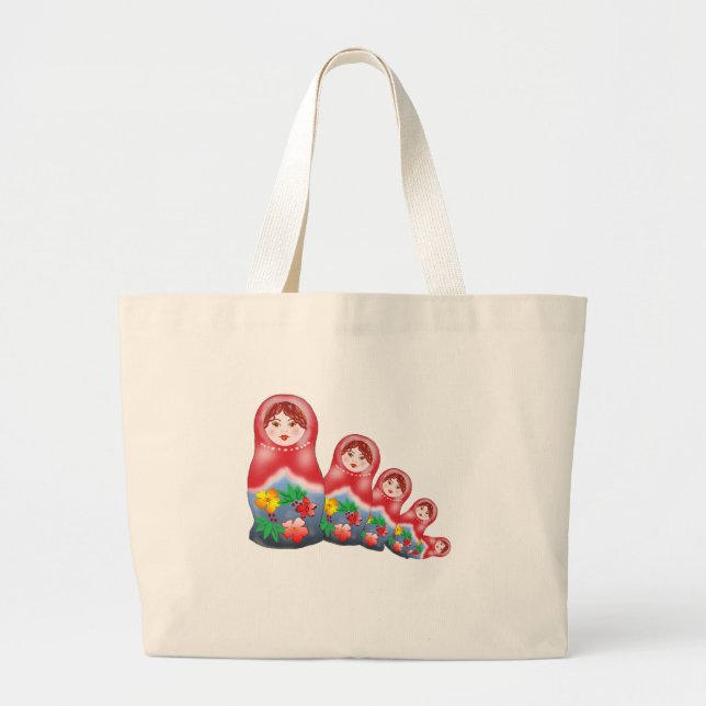 Spring Nesting Dolls Large Tote Bag (Front)