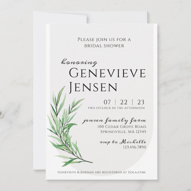 Spring of Greenery Bridal Shower Invitation (Front)