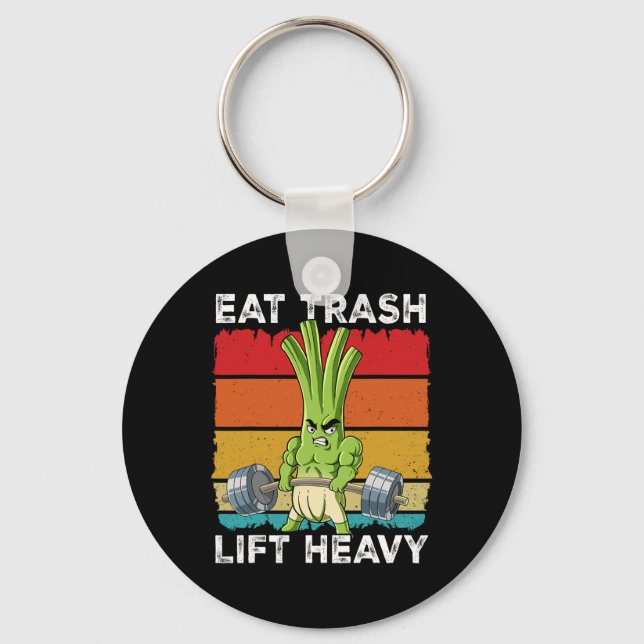 Spring Onion Gym Weight Training Eat Trash Lift He Key Ring (Front)
