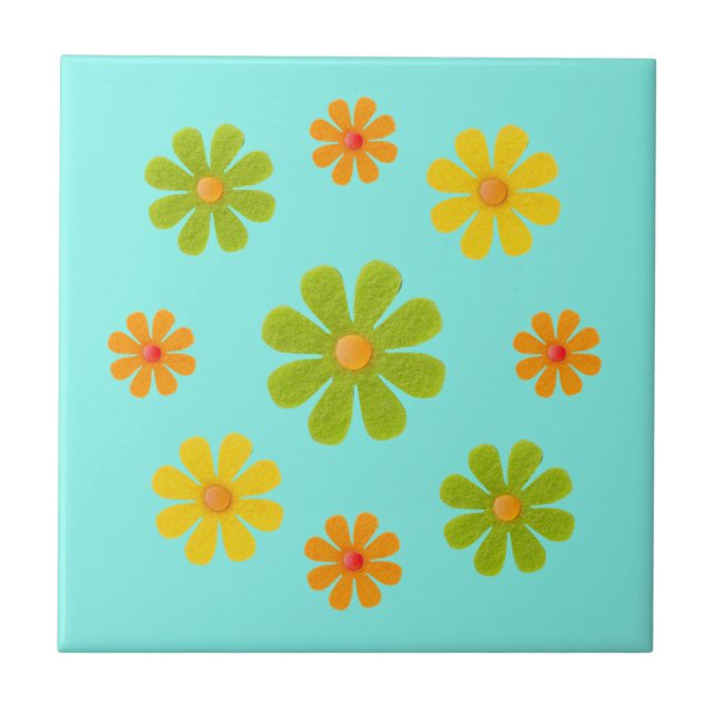 Spring orange and yellow flowers for kitchen tile (Front)