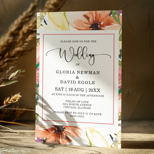 Spring  Orange Floral Wedding Invitation (Creator Uploaded)
