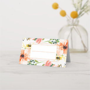 Spring Orange Floral Wedding Place card