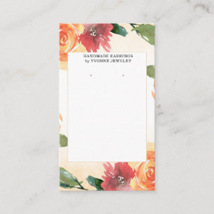 Spring Orange Red Floral Earring Display Business Card