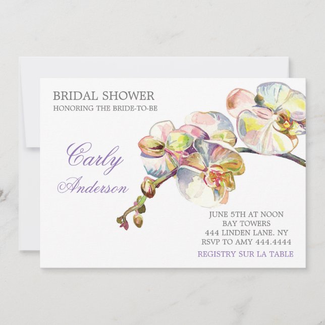 Spring Orchid Floral Bridal Shower Invitation (Front)
