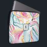 Spring organic texture with flowing wavy shapes laptop sleeve<br><div class="desc">Spring colours,  organic texture with flowing wavy lines,  seamless pattern. Optional monogram.</div>