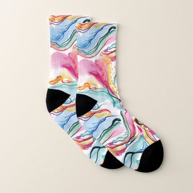 Spring organic texture with flowing wavy shapes socks (Pair)
