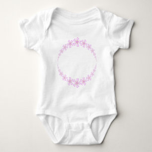 Spring ornament with wreath of pink flower baby bodysuit