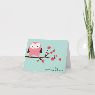 Spring Owl Custom Folded Thank You Notes