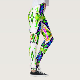 Spring Paisley on White/Pink/Blue/Green/Purple Leggings