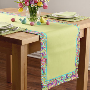 Spring paisley short table runner