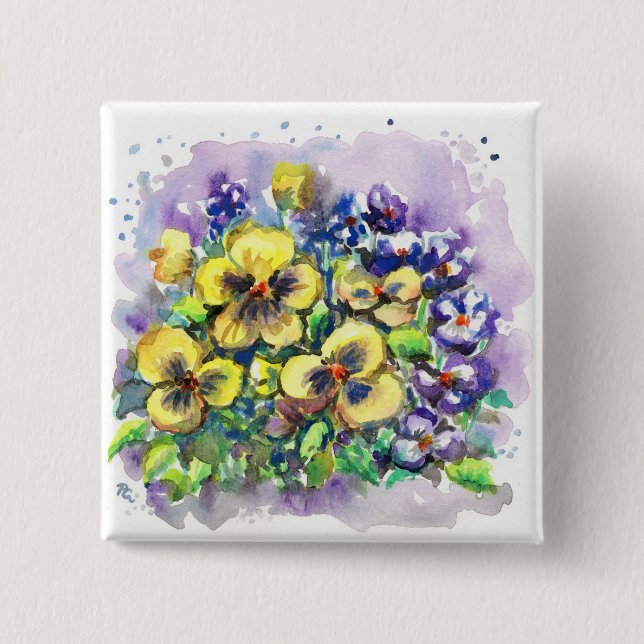 Spring Pansies 15 Cm Square Badge (Front)