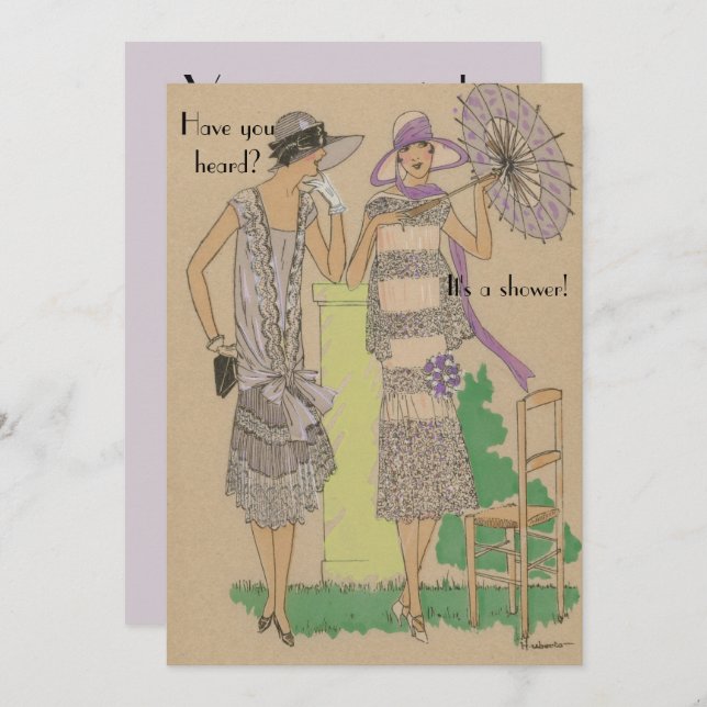 Spring Parisian Flapper Fashion Shower Invitation (Front/Back)