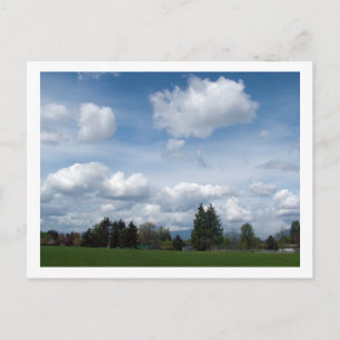 spring park, blue sky and white clouds postcard