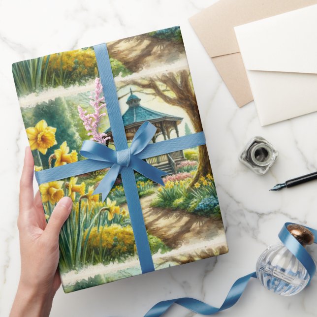 Spring Party Daffodils and Gazebo Wrapping Paper (Gifting)