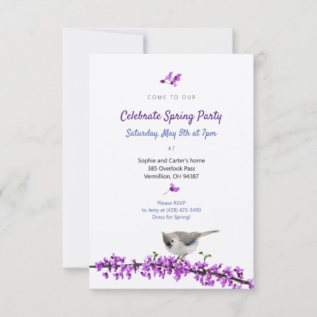 Spring Party With Redbud Invitation (Front)