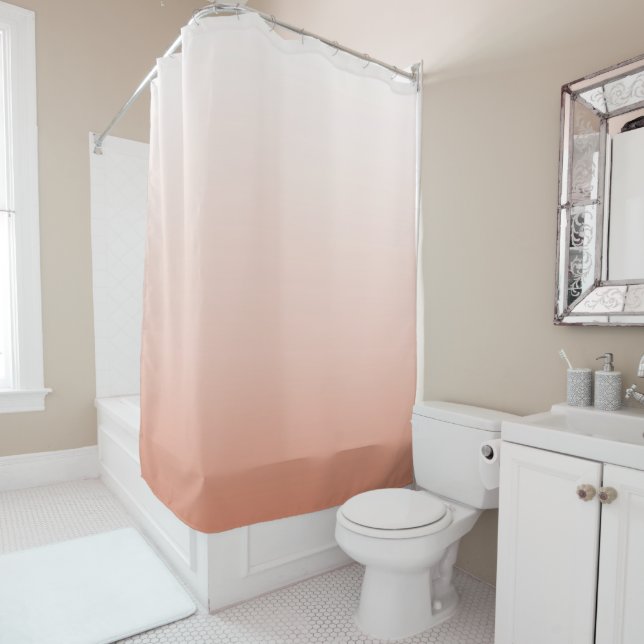 spring pastel colour blush peach ombre dusty pink shower curtain (In Situ)