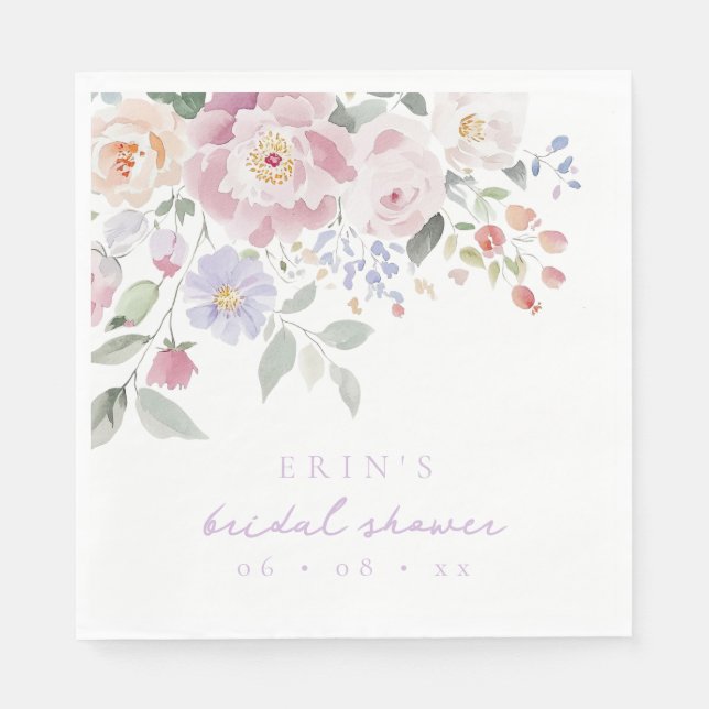 Spring Pastel Floral Bridal Shower Napkin (Front)