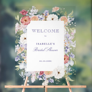 Spring Pastel Floral Bridal Shower Welcome Acrylic Sign
