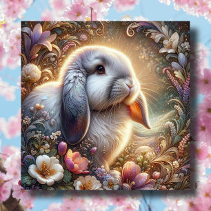 Spring Pastel Flowers Lop Eared Bunny  Holiday Card