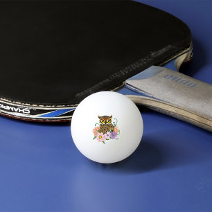 Spring Pastel Flowers Owl Ping Pong Ball