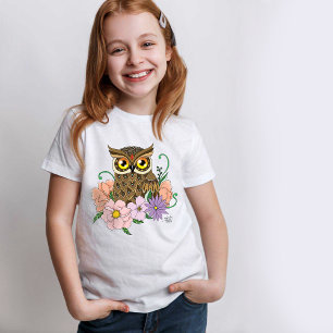 Spring Pastel Flowers Owl T-Shirt