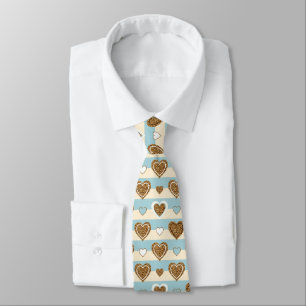 Spring Pastel Heart Stripe with Gold Accents Tie