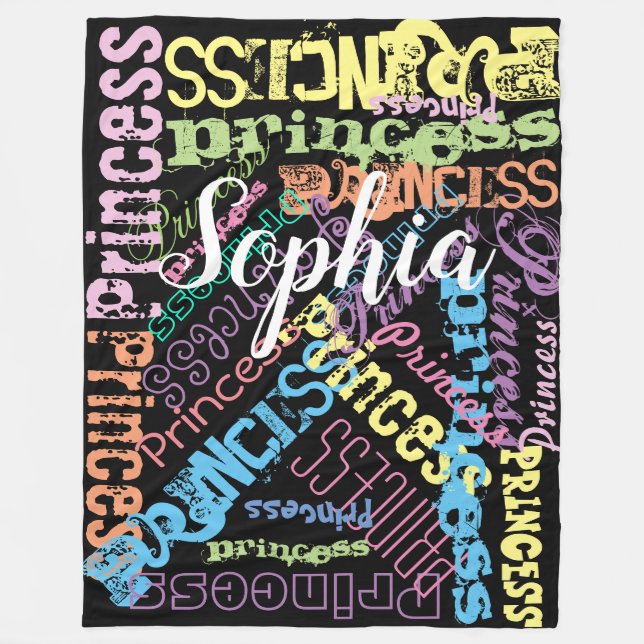 Spring Pastel Name Collage Fleece Blanket (Front)