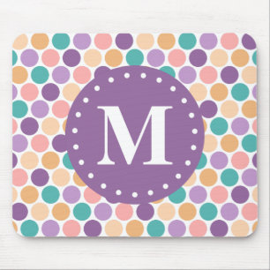 Spring Pastel Polka Dots Pattern with Monogram Mouse Mat