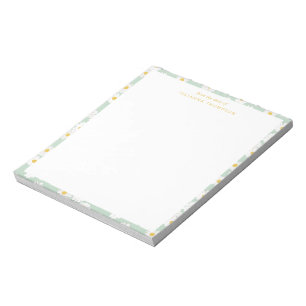 Spring Pastel Sage Daisies Personalized Desk Name Notepad