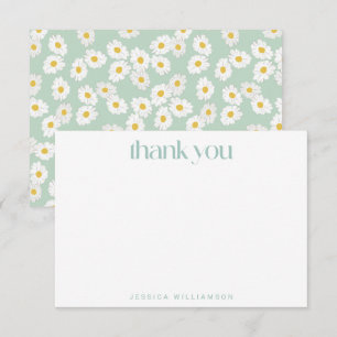 Spring Pastel Sage Green Daisies Bridal Shower  Thank You Card