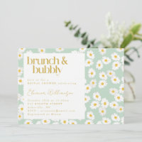 Spring Pastel Sage Green Daisies Brunch Bubbly