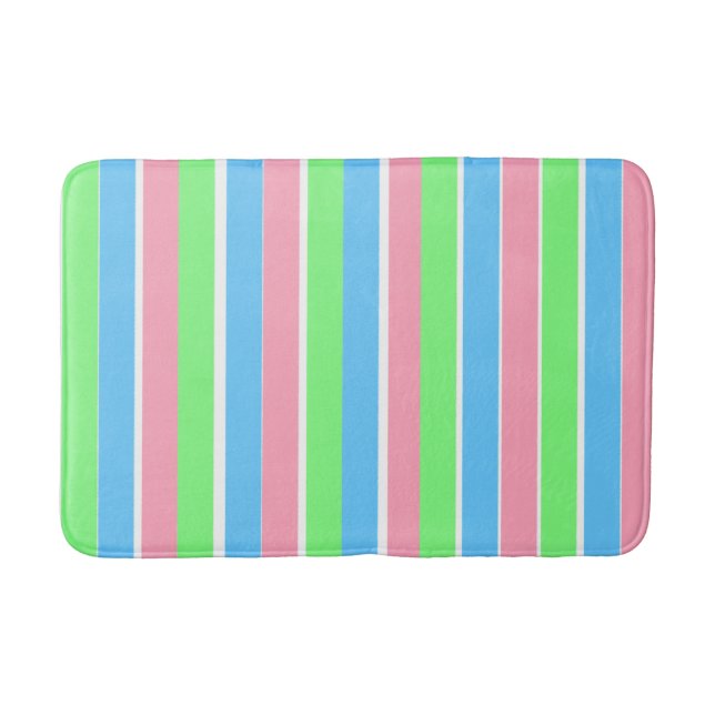 Spring Pastel Stripes  Bath Mat (Front)