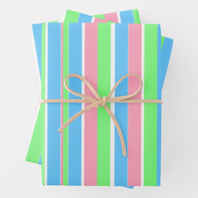 Spring Pastel Stripes  Wrapping Paper Sheet (In situ)