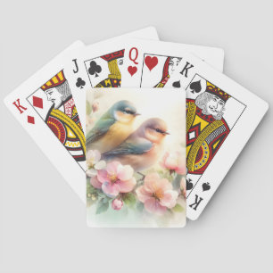 Spring Pastel Sweet Love Birds Blossoms Flowers Playing Cards