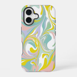 Spring Pastel Swirls Abstract Marbling Design iPhone 16 Case